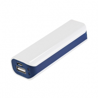 Внешний аккумулятор, Aster PB, 2000 mAh, белый/синий, подарочная упаковка с блистером фото 