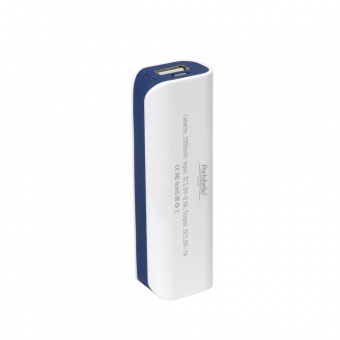 Внешний аккумулятор, Aster PB, 2000 mAh, белый/синий, подарочная упаковка с блистером фото 
