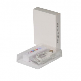 Внешний аккумулятор, Aster PB, 2000 mAh, белый/синий, подарочная упаковка с блистером фото 