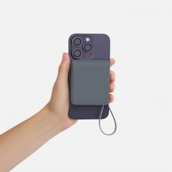 Внешний аккумулятор с подсветкой Ritter PD 10000mAh с функцией беспроводной зарядки 15W, серый фото 