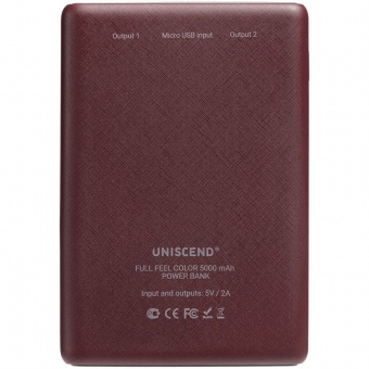 Внешний аккумулятор Uniscend Full Feel Color 5000 мАч, темно-красный фото 5