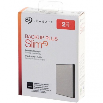 Внешний диск Segate Backup Plus Slim, USB 3.0, 2 Тб, серебристый фото 