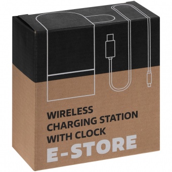 Зарядная станция c часами E-Store для смартфона, часов и наушников, черная фото 