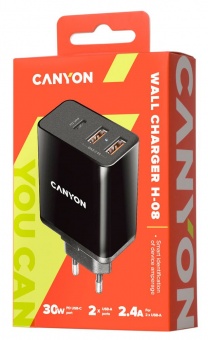 Зарядное устройство Canyon H-08 PD с разъемом Type-C, черное фото 