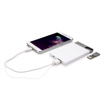 Зарядное устройство с USB–флешкой на 8 ГБ, 2500 mAh, белый фото 1