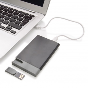 Зарядное устройство с USB–флешкой на 8 ГБ, 2500 mAh, черный фото 