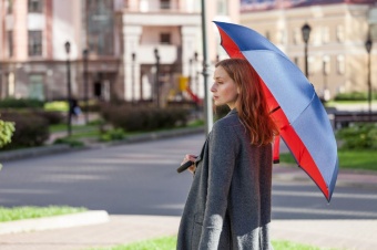 Зонт наоборот Unit Style, трость, сине-красный фото 3