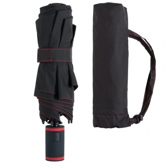 Зонт складной AOC Mini с цветными спицами, красный фото 5