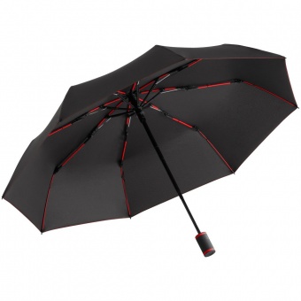 Зонт складной AOC Mini с цветными спицами, красный фото 