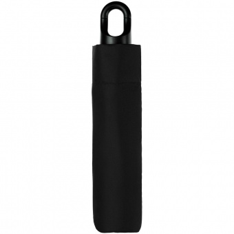 Зонт складной Clevis с ручкой-карабином, черный фото 