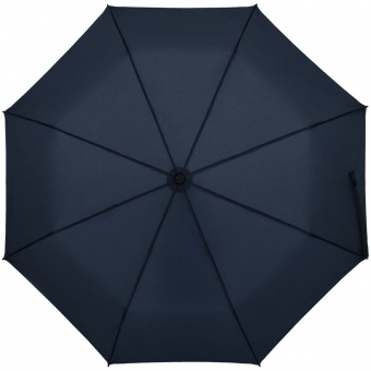 Зонт складной Clevis с ручкой-карабином, темно-синий фото 
