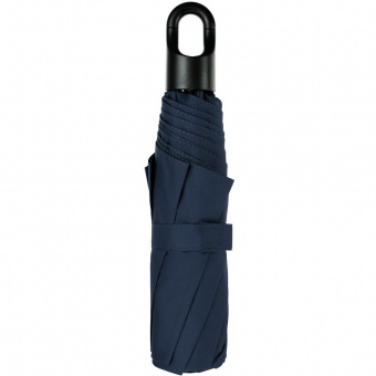 Зонт складной Clevis с ручкой-карабином, темно-синий фото 