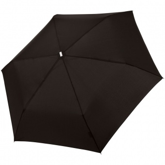 Зонт складной Fiber Alu Flach, черный фото 
