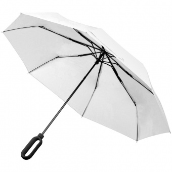 Зонт складной Hoopy с ручкой-карабином, белый фото 