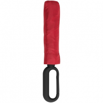 Зонт складной Hoopy с ручкой-карабином, красный фото 