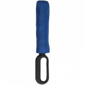 Зонт складной Hoopy с ручкой-карабином, синий фото 
