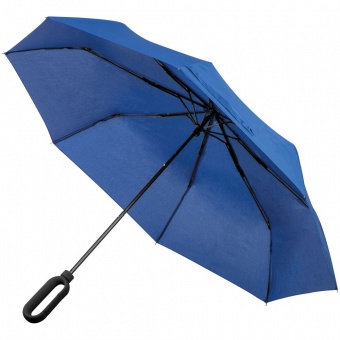 Зонт складной Hoopy с ручкой-карабином, синий фото 