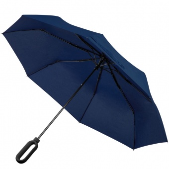 Зонт складной Hoopy с ручкой-карабином, темно-синий фото 