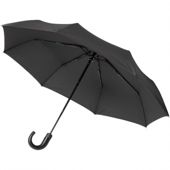 Зонт складной Lui, черный с красным фото 