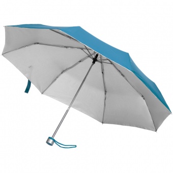 Зонт складной Silverlake, голубой с серебристым фото 3