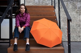 Зонт складной Silverlake, оранжевый с серебристым фото 8