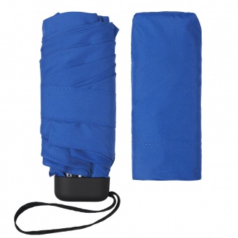 Зонт складной Unit Five, синий в черно-синем чехле фото 