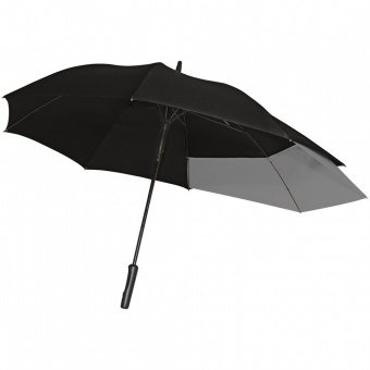 Зонт-трость Fiber Move AC, черный с серым фото 