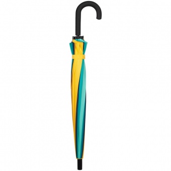 Зонт-трость «Спектр», бирюзовый с желтым фото 