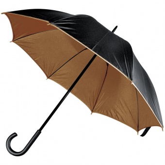Зонт-трость Downtown, черный с коричневым фото 