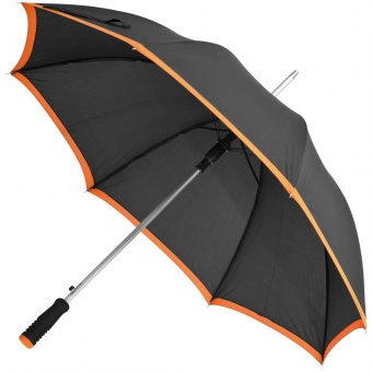 Зонт-трость Highlight, черный с оранжевым фото 