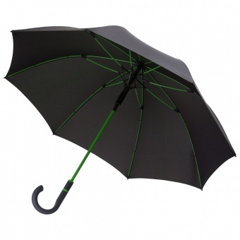 Зонт-трость с цветными спицами Color Style, зеленое яблоко, с серой ручкой фото 